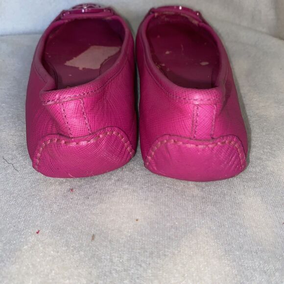 Michael Kors 7M Fulton Moccasin Pink Leather Round Toe Ballet Flat Shoe MK Logo - Picture 5 of 11